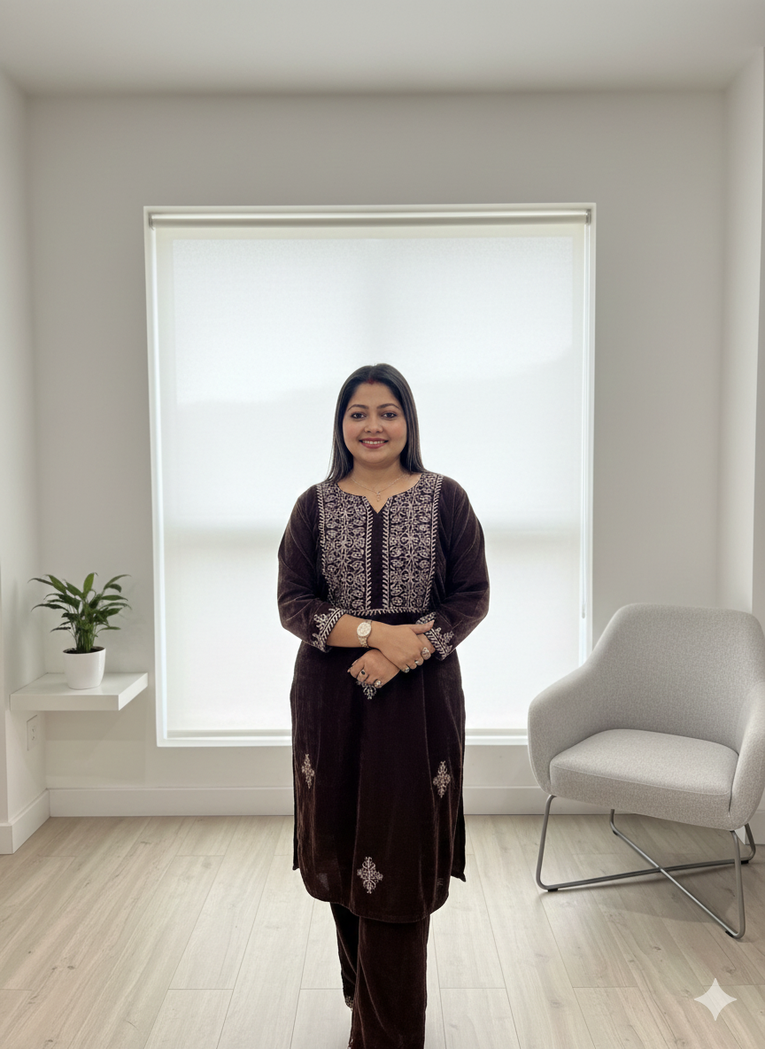 Brown Velvet Cord-set