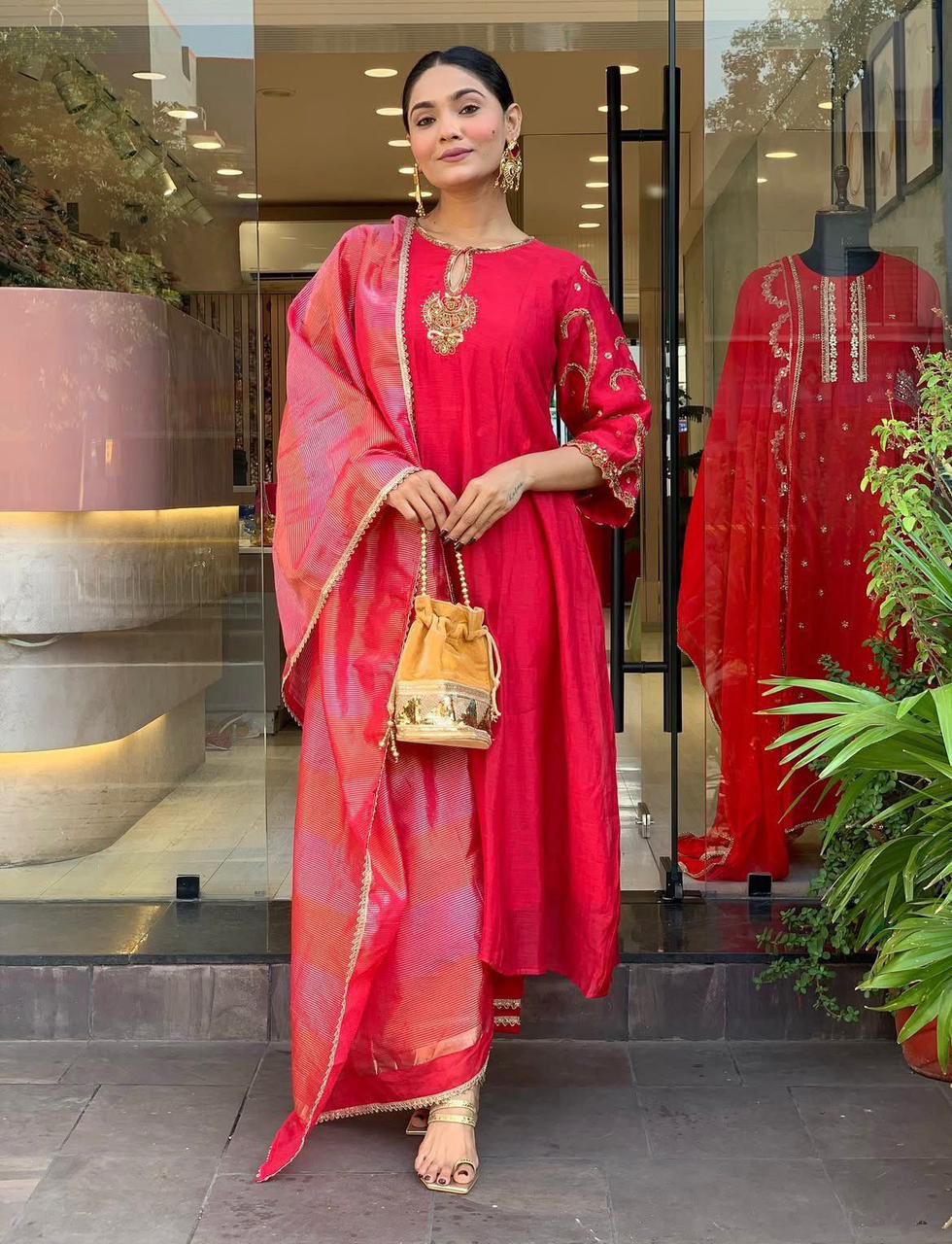 Maroon zardozi Work Suit