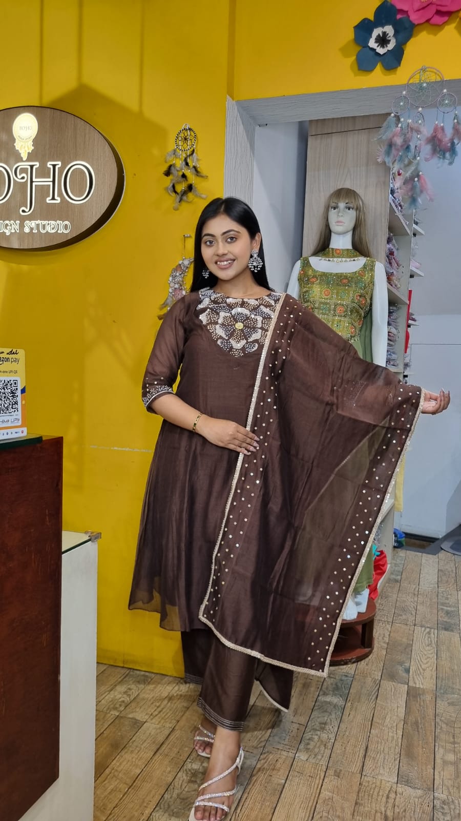 Brown Mul chandari Set