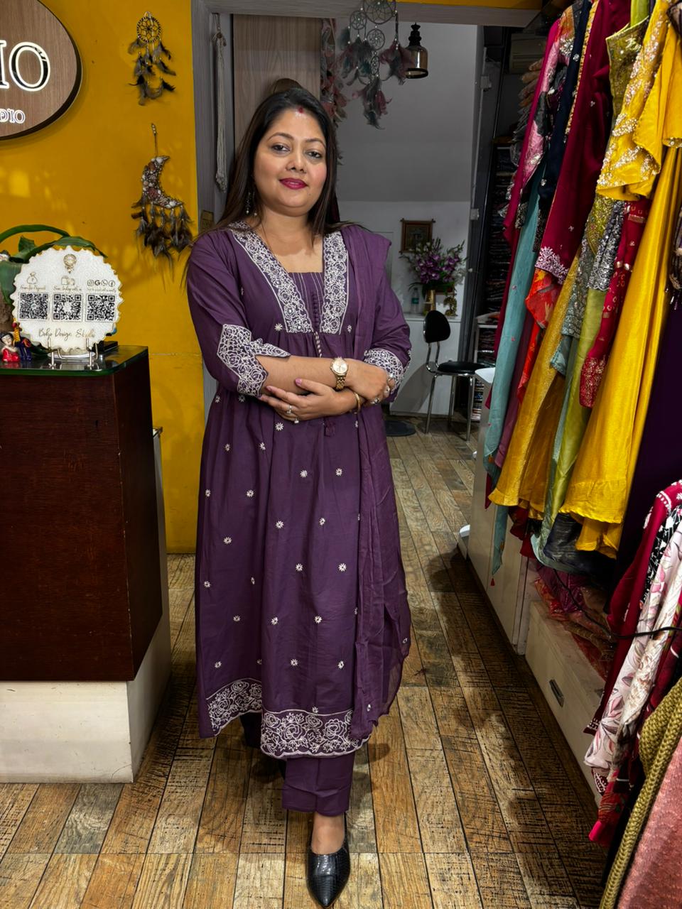 A-Line Embroidery Designer Suit