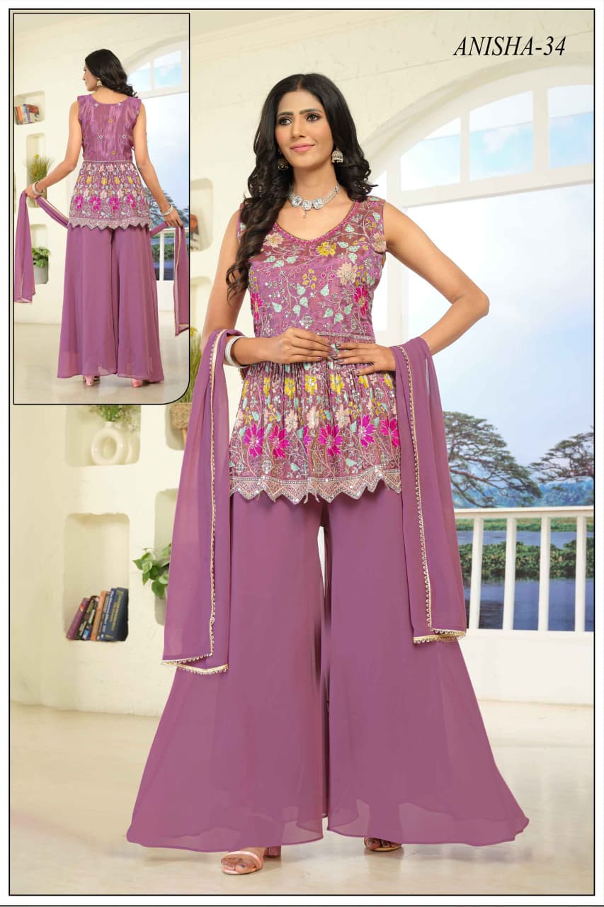 Indo-western plazo Set with full embroidery work