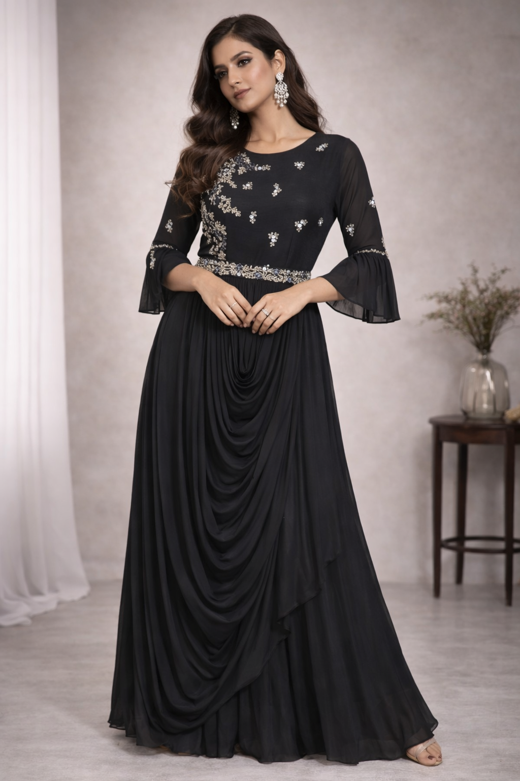 Partywear Black Gown